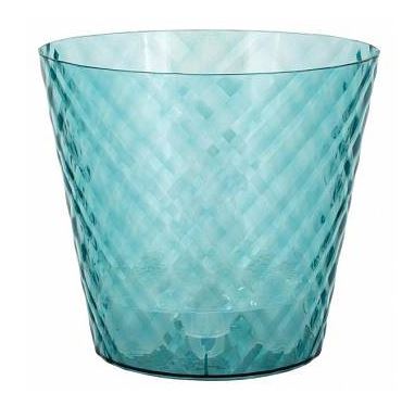 Горшок для цветов InGreen Manhattan Cristallo D160мм, 1,6 л c дренажной вставкой изумрудная вода